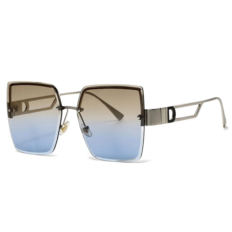 Очки солнцезащитные унисекс квадратные градиентные без оправы UV400