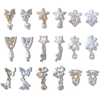 5pcs zircon starfish nail art charm jewelry 3d alloy pearl diamond butterfly flower starfish tassels pendant nail decoration 20