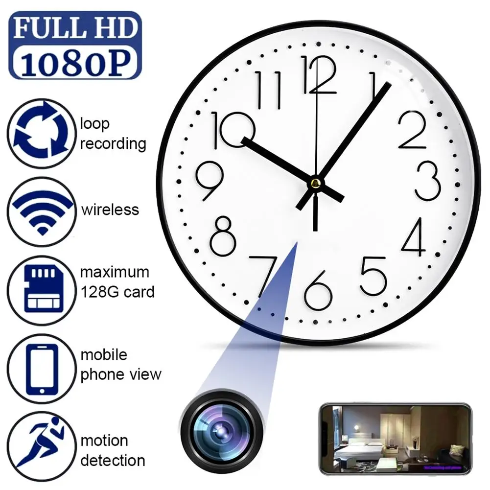 P2p Home Security Surveillance Wireless Wifi Wall Clock Camera 2023 New
