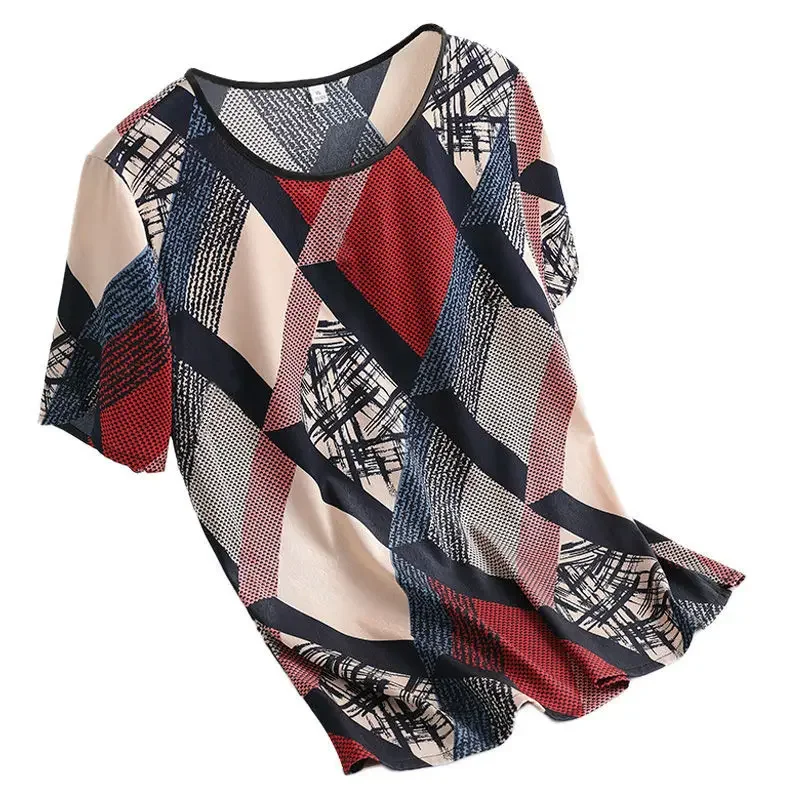 Блузка Женская атласная с цветочным принтом шелковая Повседневная рубашка