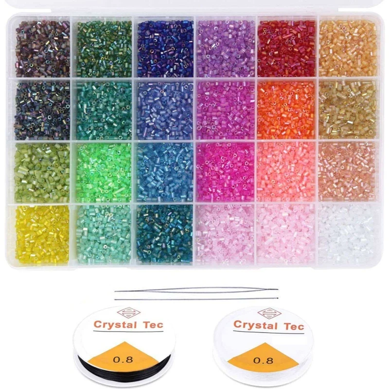 

Tube Beads Bugle Glass Seed Beads Small Craft Spacer Beads For DIY Bracelet Necklaces Crafting Jewelry Making Supplies