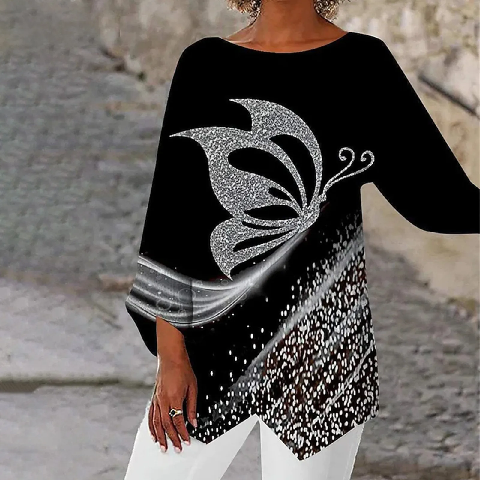 

Женская толстовка с круглым вырезом, графическая футболка, топ с длинными рукавами, пуловер, модная женская рубашка с длинными рукавами, жен...