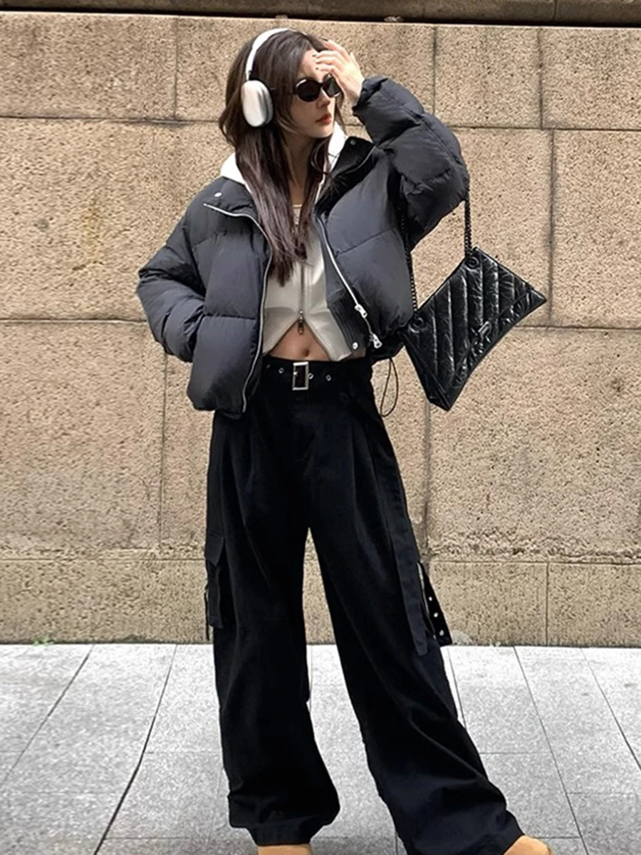 Европейские товары мода 2024 зимняя новая куртка на белом утином пуху женская с