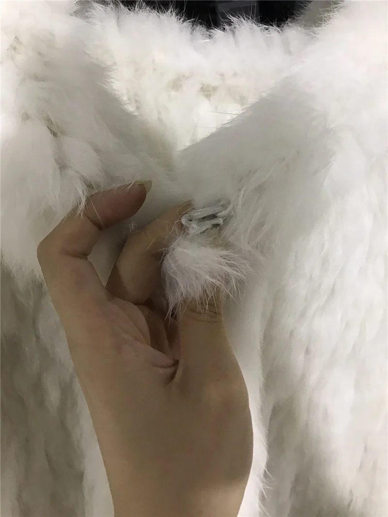 Winter Women Real Rabbit Fur Hooded coat Casual Knitted Shawl Fur Coat Hooded fur jackets