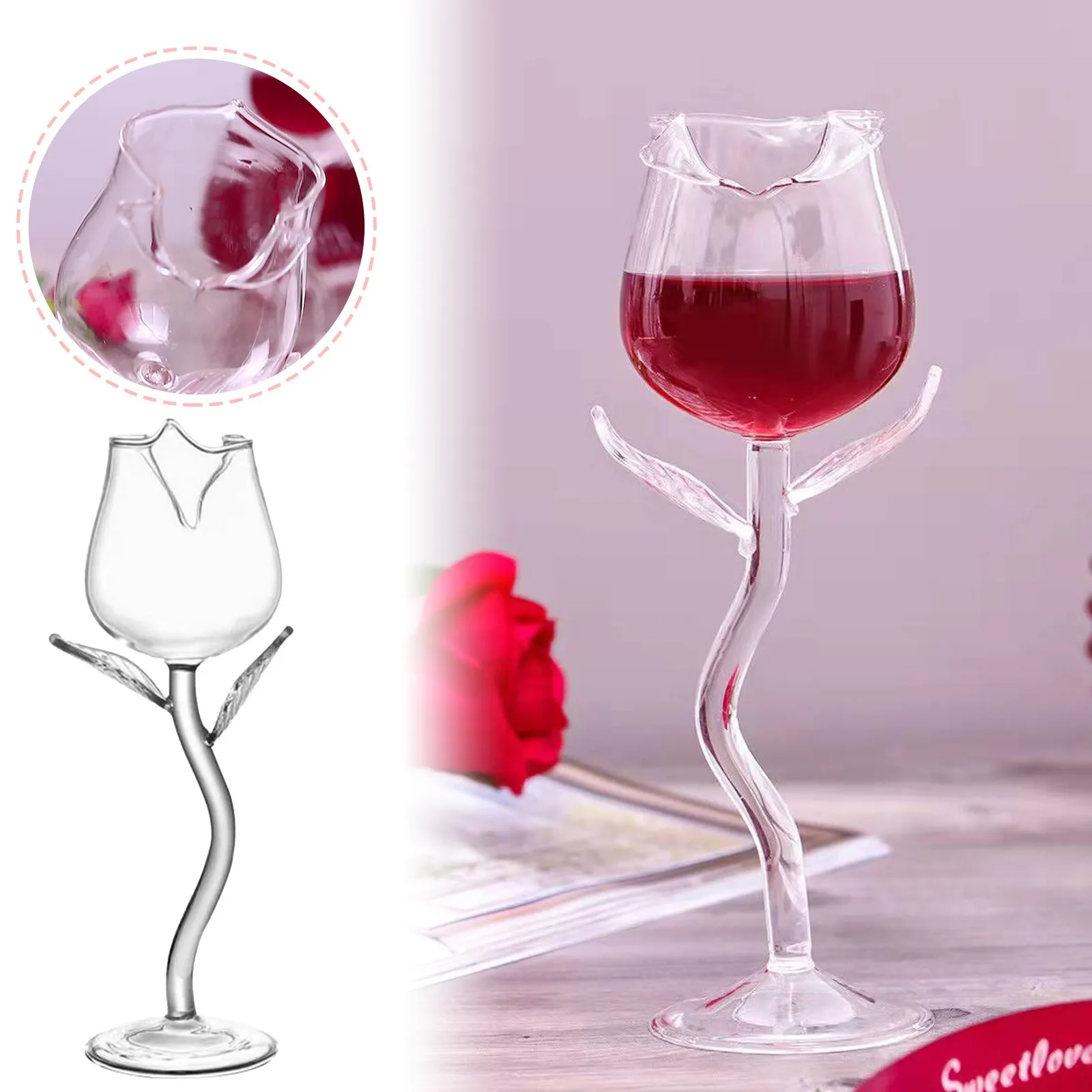 Creative Rose Cup Red Wine Cup Ultra Transparent Rose Cup Vs Mug Vintage Stacking Mugs