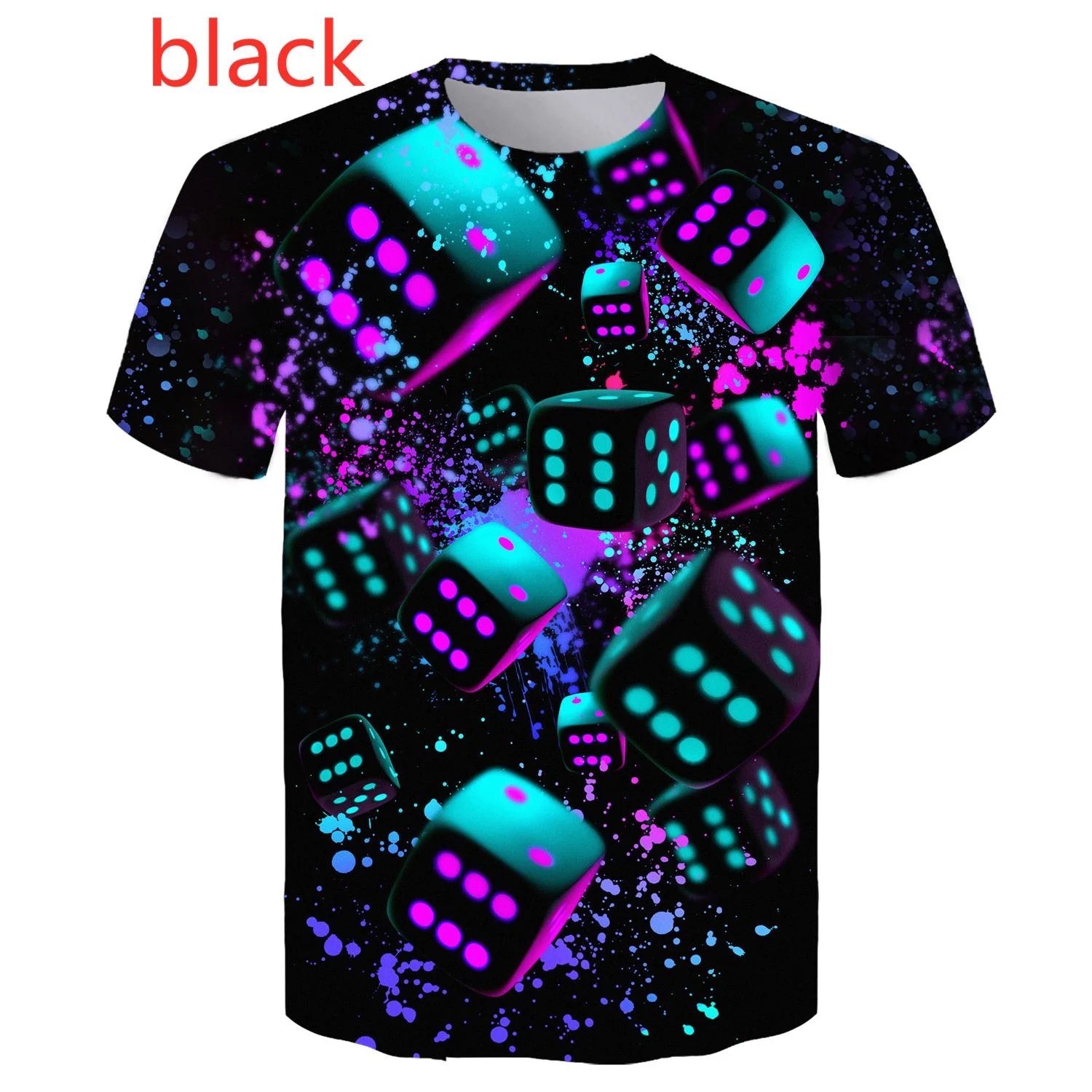 

Young Personality 3D Dice Printing T Shirt European and American Casual T-shirt Funny Short Sleeve