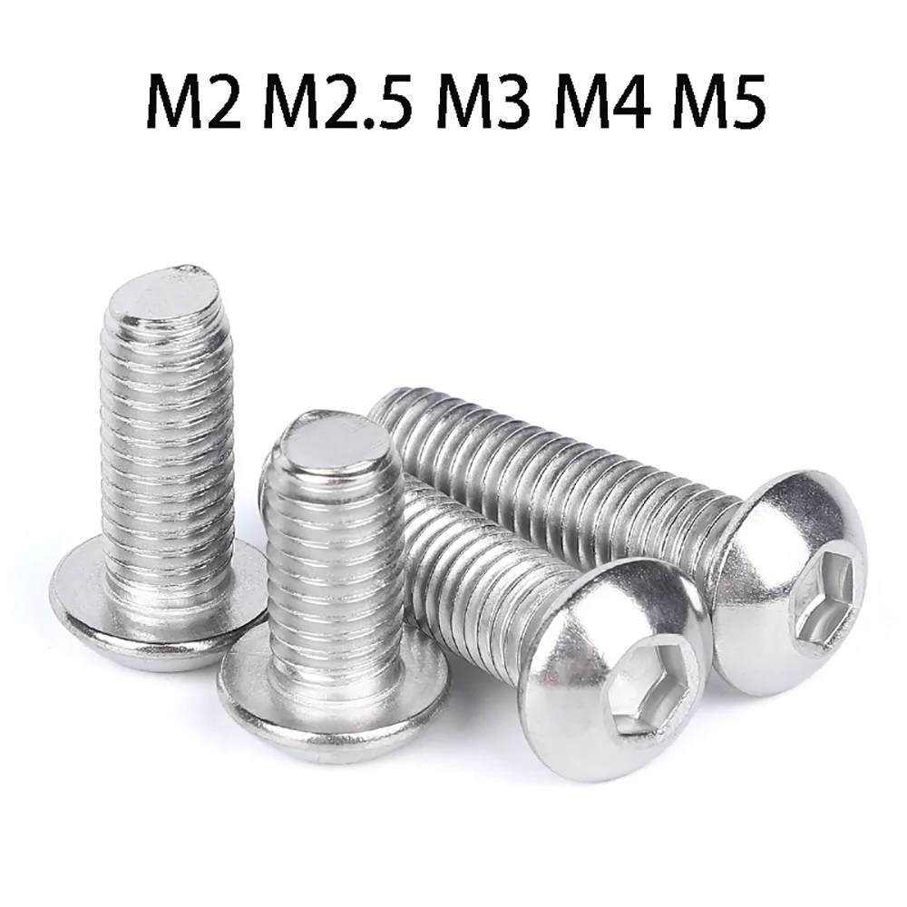 

316 Stainless Steel Hexagon Socket Round Head Screws M2 M2.5 M3 M4 M5 Mushroom Cap Head Hex Screw Bolt For Seawater Equipment