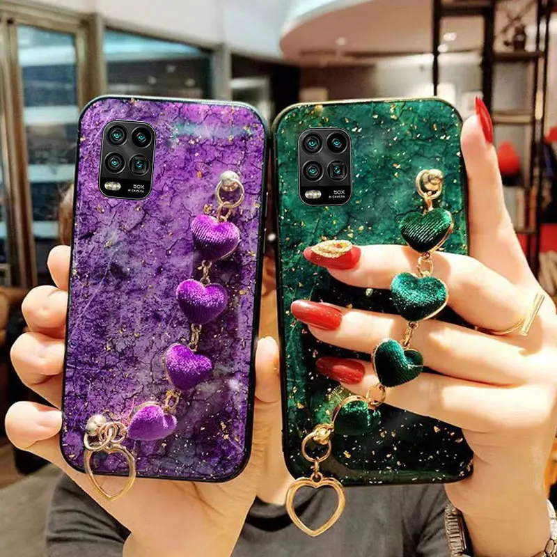 

New Luxury Bracelet Cover For Xiaomi Mi 10 Lite 5G case Silicone Cover Mi10Lite case with marble pattern case Mi 10 10T Lite