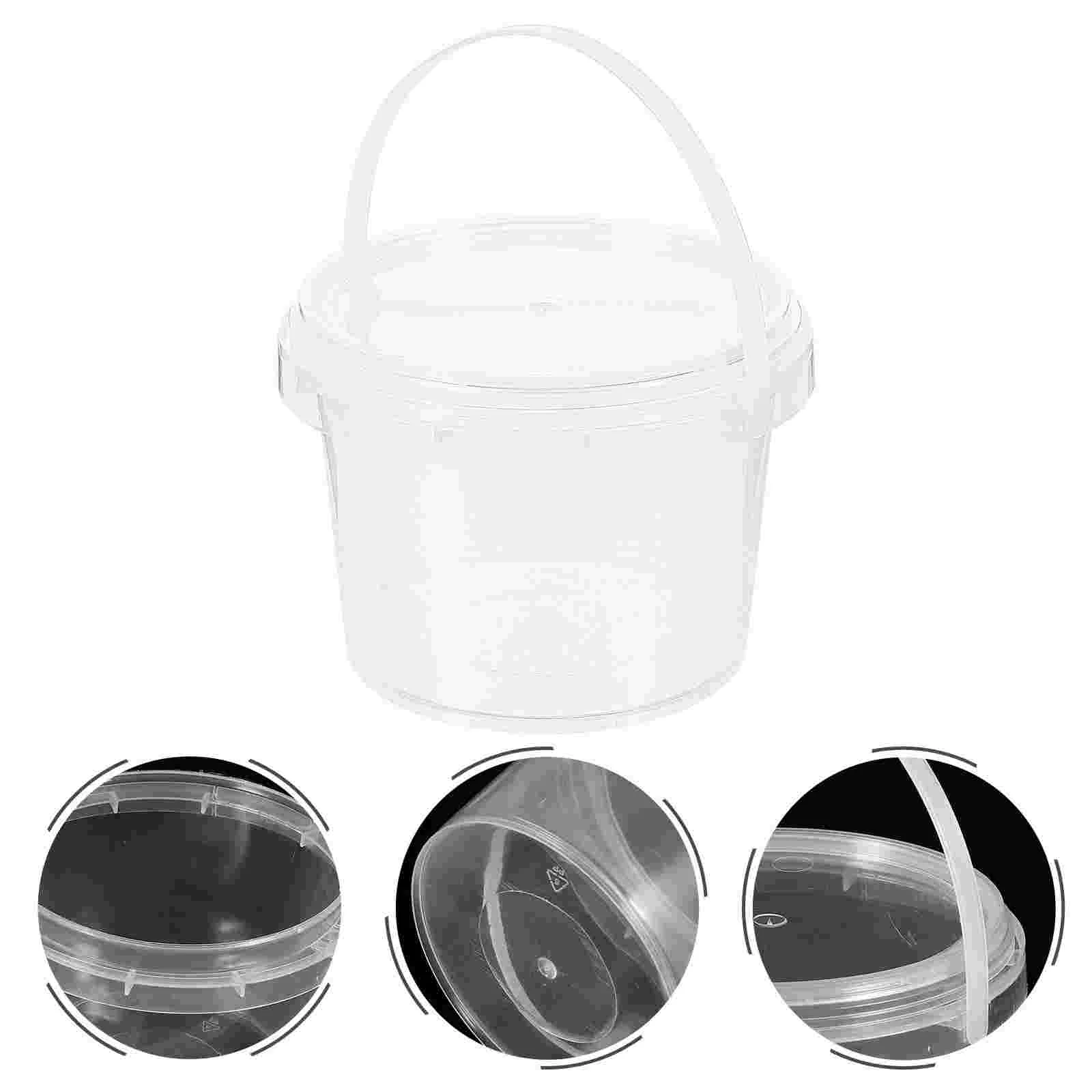 

10 Pcs Transparent Small Barrel Tea-leaf Bucket Lid Round Container Empty Storage Buckets Clear Mini Fridge Freezer