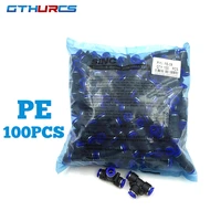 100pcs pe series pneumatic fittings plastic t type 3 way for 4mm to 16mm pe tube quick connector slip locks
