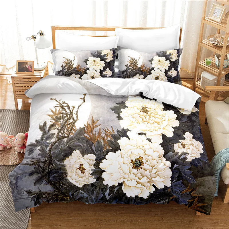 

Elegant Flowers Bedding Set Duvet Cover Set 3d Bedding Digital Printing Bed Linen Queen Size Bedding Set Fashion Design