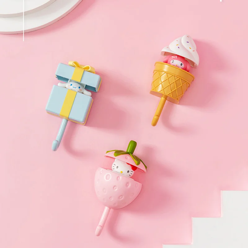 

Sanrio Series Mymelody Kuromi Cinnamoroll Cute Cartoon Telescopic Hook Punch-Free Clothes Key Kawaii Anime Furniture Hook