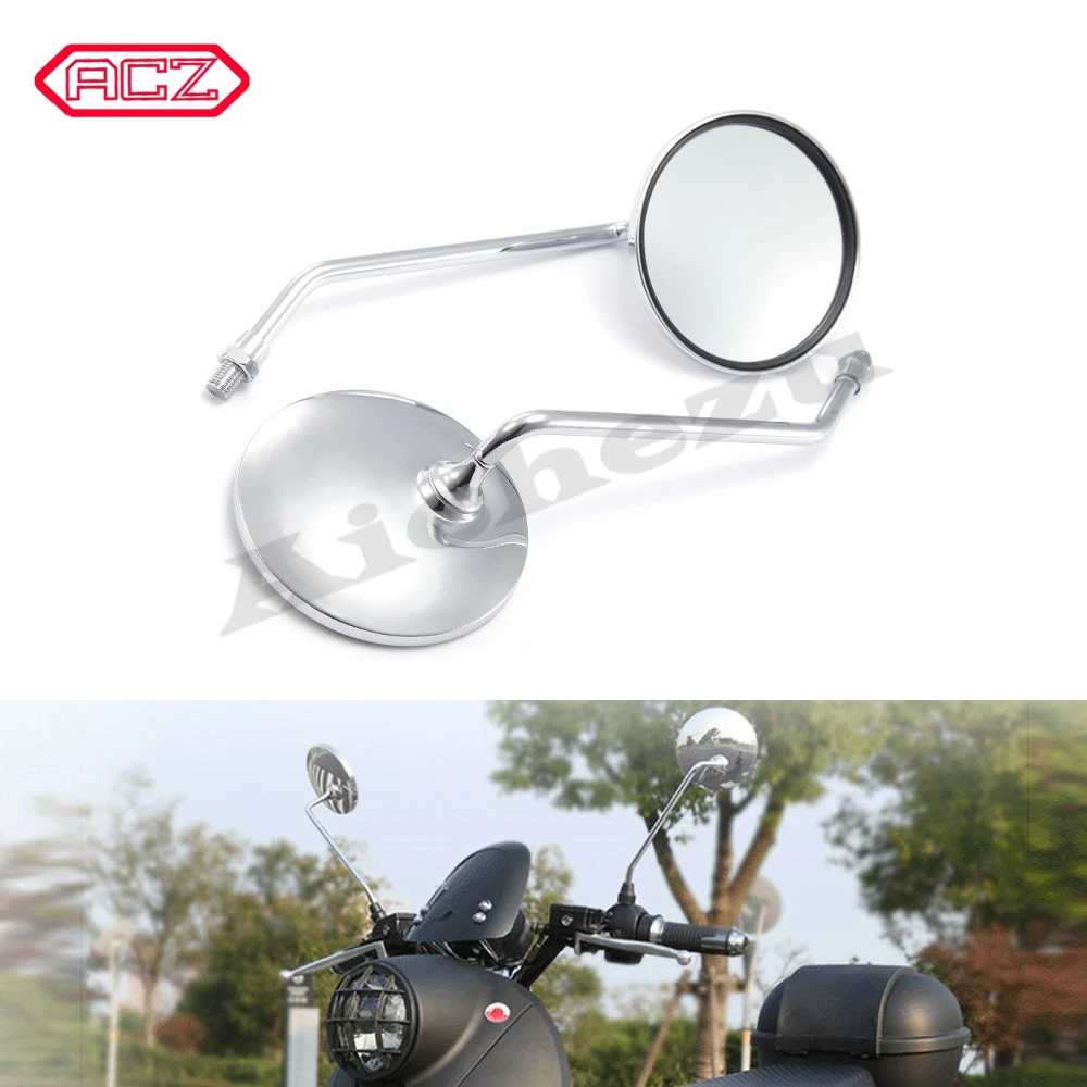 

Big Vision Motorcycle Rear View Mirror Electric Bicycle 4.3 Inch Chrome Round Mirror Moto Side Mirrors Universal