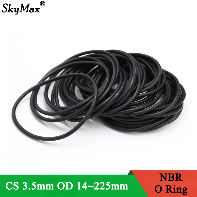 

10pcs NBR O Ring Seal Gasket Thickness CS 3.5mm OD 14~225mm Nitrile Butadiene Rubber Spacer Oil Resistance Washer Round Shape