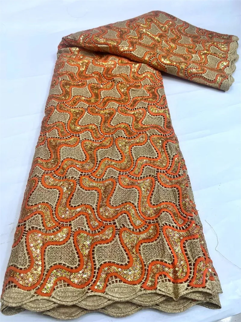 5 ярдов африканский гипюр кружевная ткань с блестками Высококачественная
