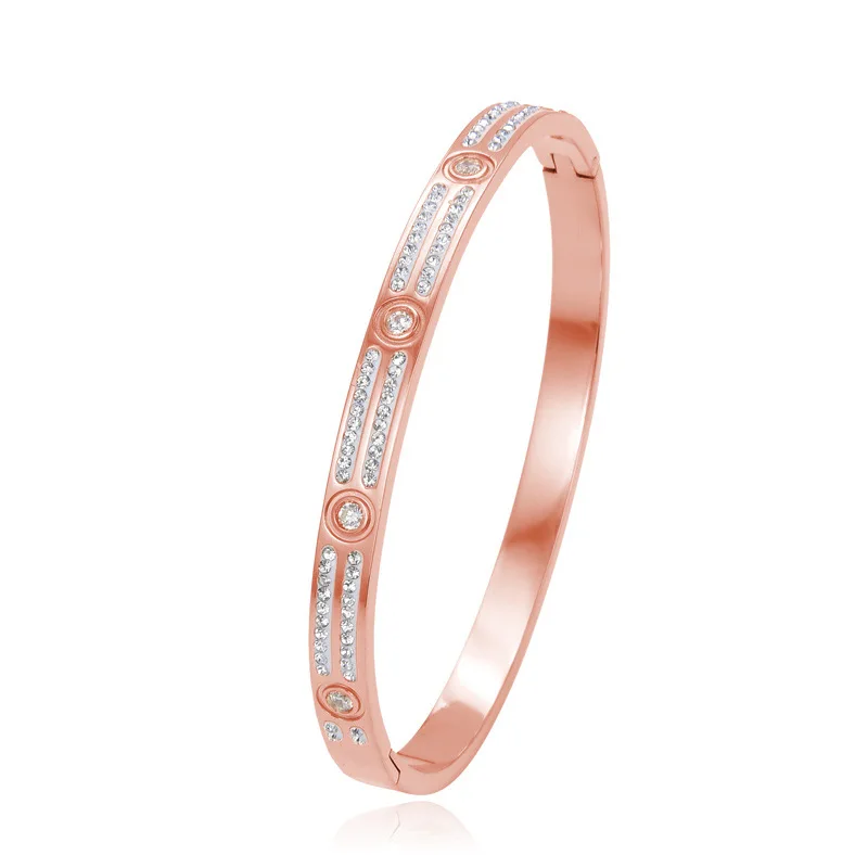 

Роскошные дизайнерские браслеты простой дизайн Элегантные бриллиантовые инкрустированные титановой нержавеющей стали 3 цвета женские браслеты модные ювелирные изделия