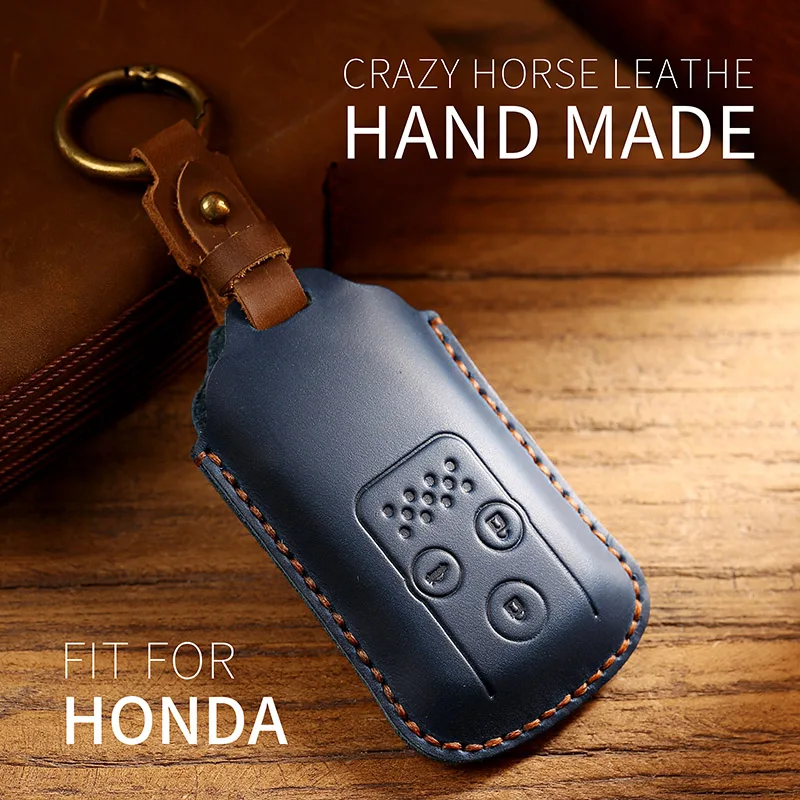 

Genuine Leather Car Key Cover for Honda Odyssey Accord Poetry Completely Handmade Keychain Auto Accessories Interior Woman Men