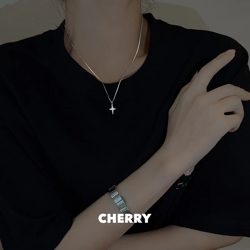 Минималистичный кулон с крестом и цирконием для женщин ожерелье холодным ветром