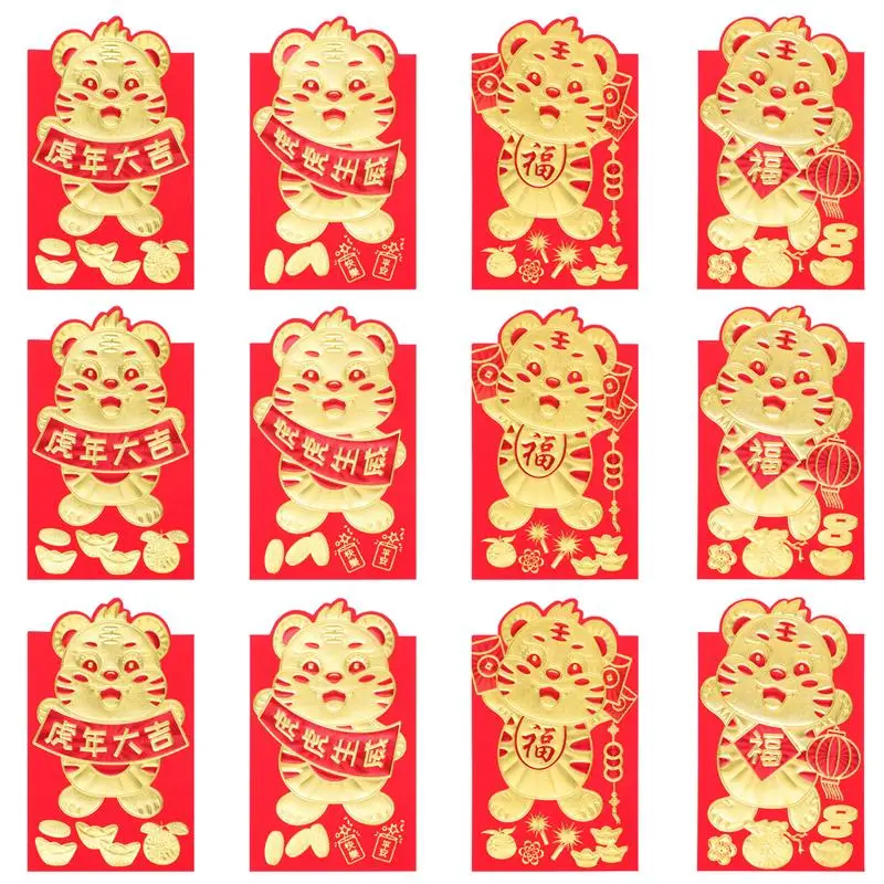 

60Pcs Creative Red Envelopes 2022 Chinese New Year Money Pockets Red Packets