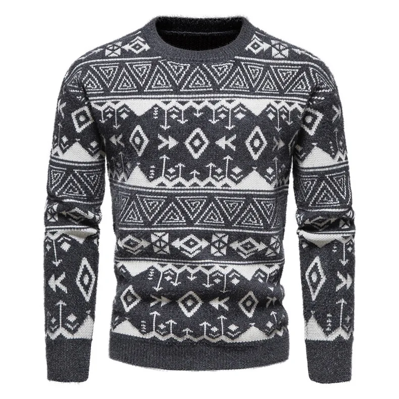 

Новинка, мужской зимний теплый Хлопковый пуловер с круглым вырезом, джемпер, свитер