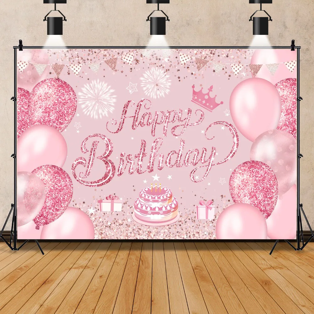 Фон для фотосъемки с розовыми воздушными шарами и блестками