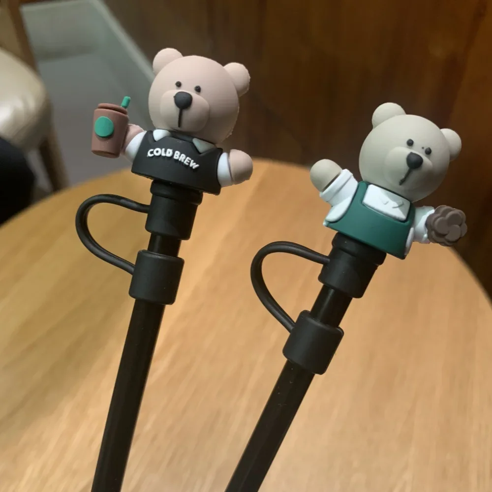 Соломенные чехлы с мультяшным медведем для соломинки 7-8 мм пыленепроницаемые