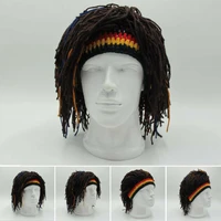 funny reggae dreadlocks unisex jamaican knitted beanies wig braid hat rasta hair hats handmade fancy wig caps