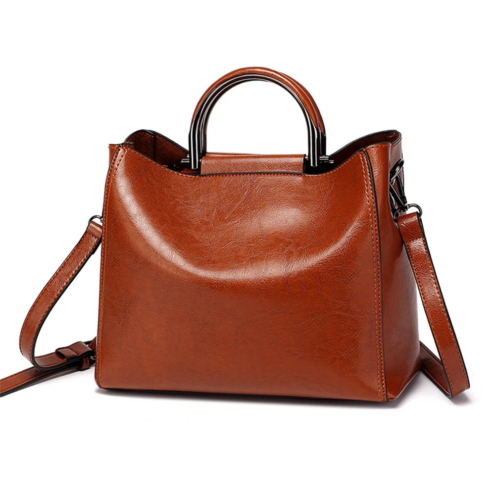 

women's soft oil wax leather handbag, elegant women's strap handbag, designer's luxury office bag