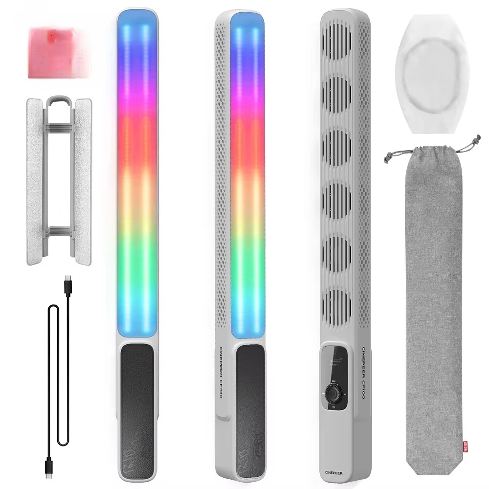Фото CINEPEER CF100 100 Вт RGB Light Stick 2700K-6500K Ручной светодиодный светильник для видеосъемки Vlog Live Stream Photography №1