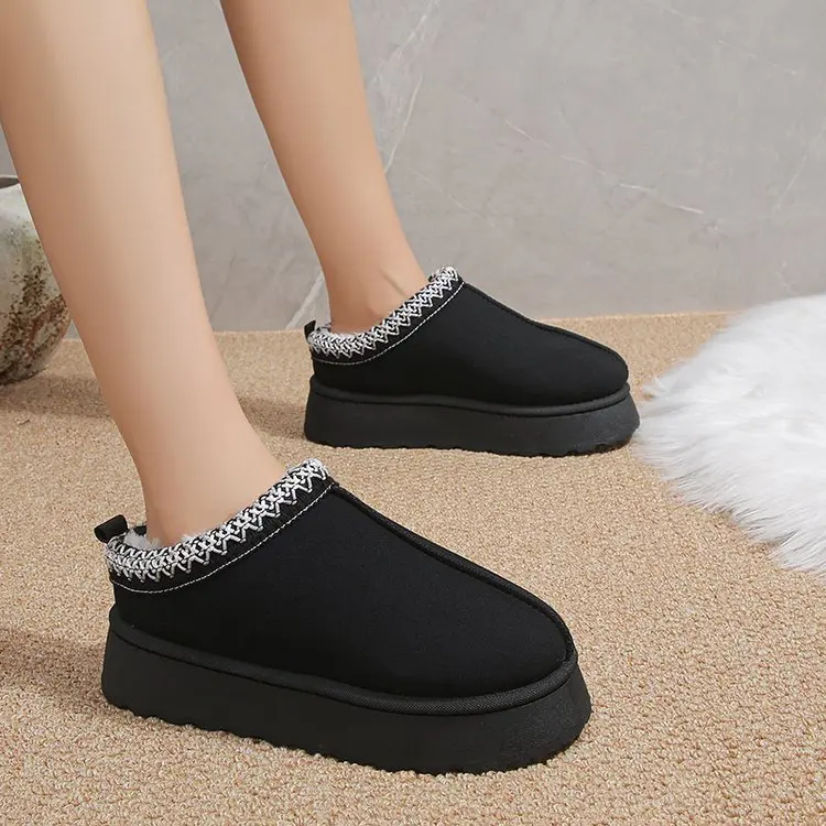 Новые зимние женские теплые замшевые лоферы в стиле ретро для снежной погоды