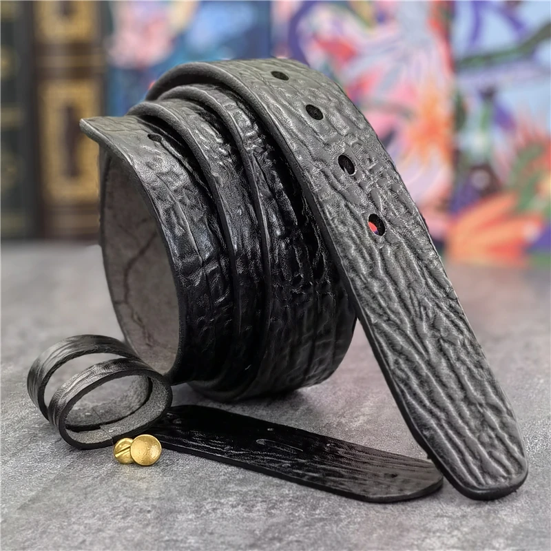 Top Thick Genuine Leather Men Belt Cinturon Mujer Belt Without Buckle Men Diy Wide Belt Mens Leather Belts Without Buckles SP22