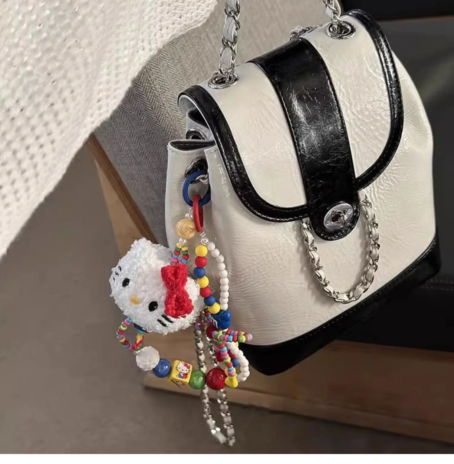 Милый Sanrio Гавайи Hello Kitty брелок из бисера мультфильм плюшевый ремешок для