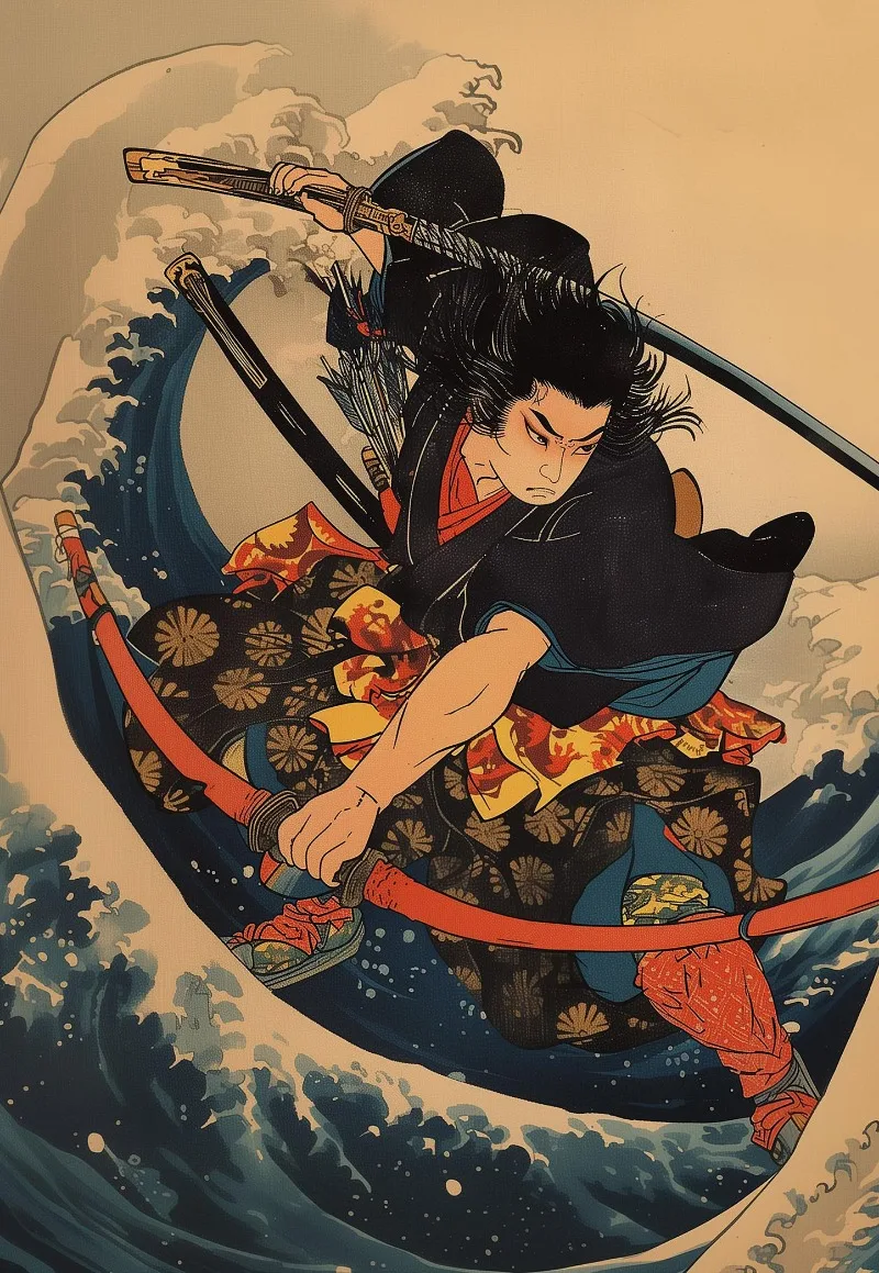 Классический японский самурай плакат на холсте