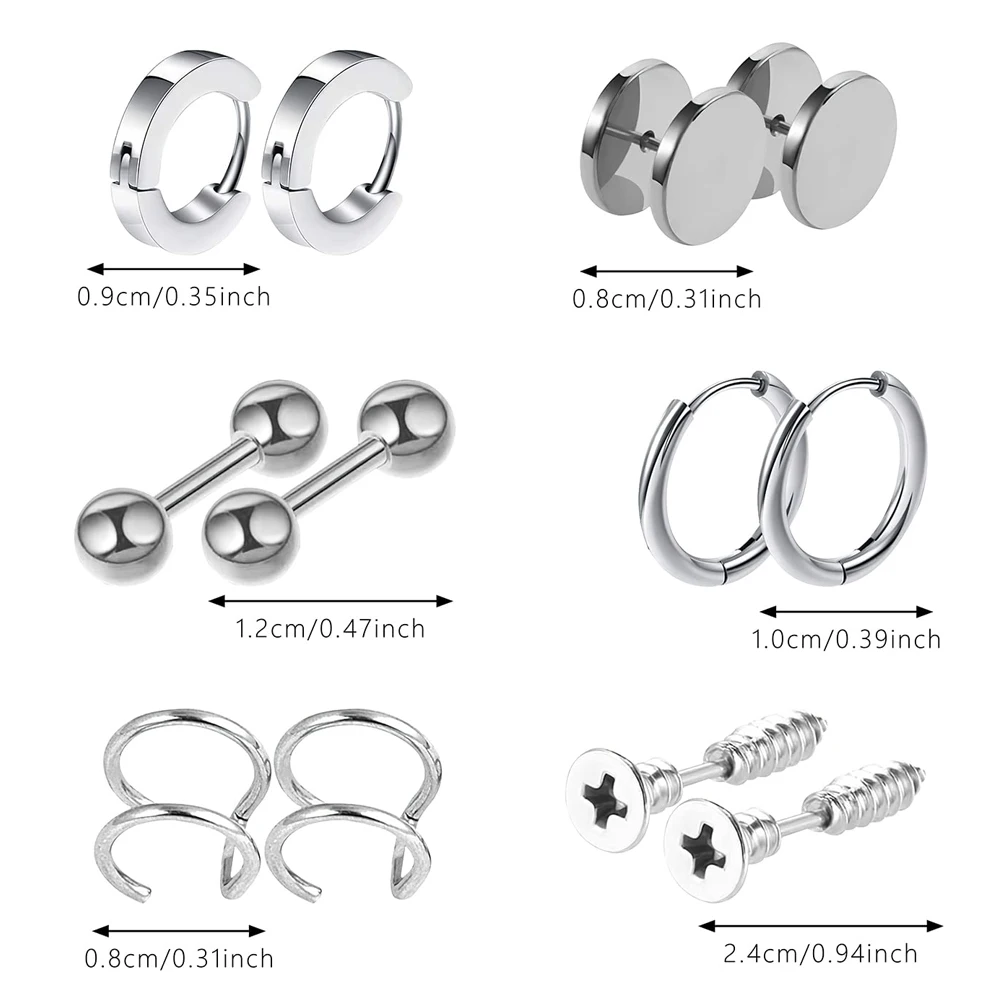 6 пар женские серьги-гвоздики