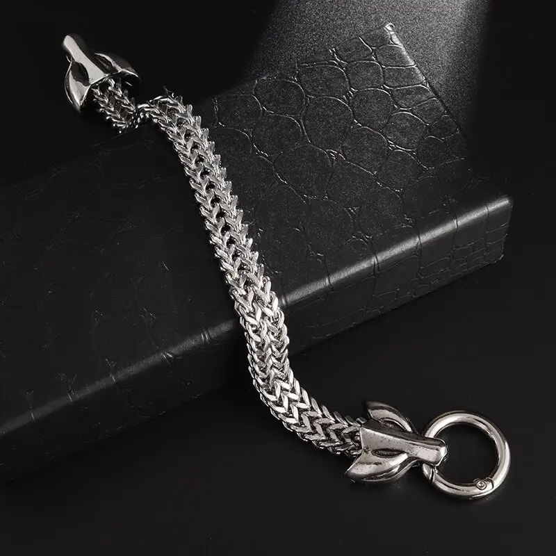 Браслет мужской из нержавеющей стали с двойной лисьей головой ювелирное изделие