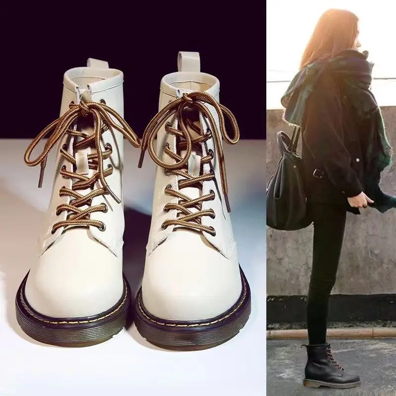 Winter Women Ankle Boots Black White Platform 2022 Fashion Autumn Warm Fur Motorcycle Non-slip Waterproof Female Shoes Chunky Bo