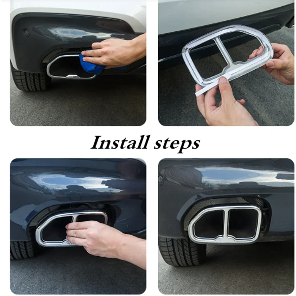 Для BMW X3 G01 X4 G02 2018 2019 Автомобильный задний двойной глушитель наклейки на трубу