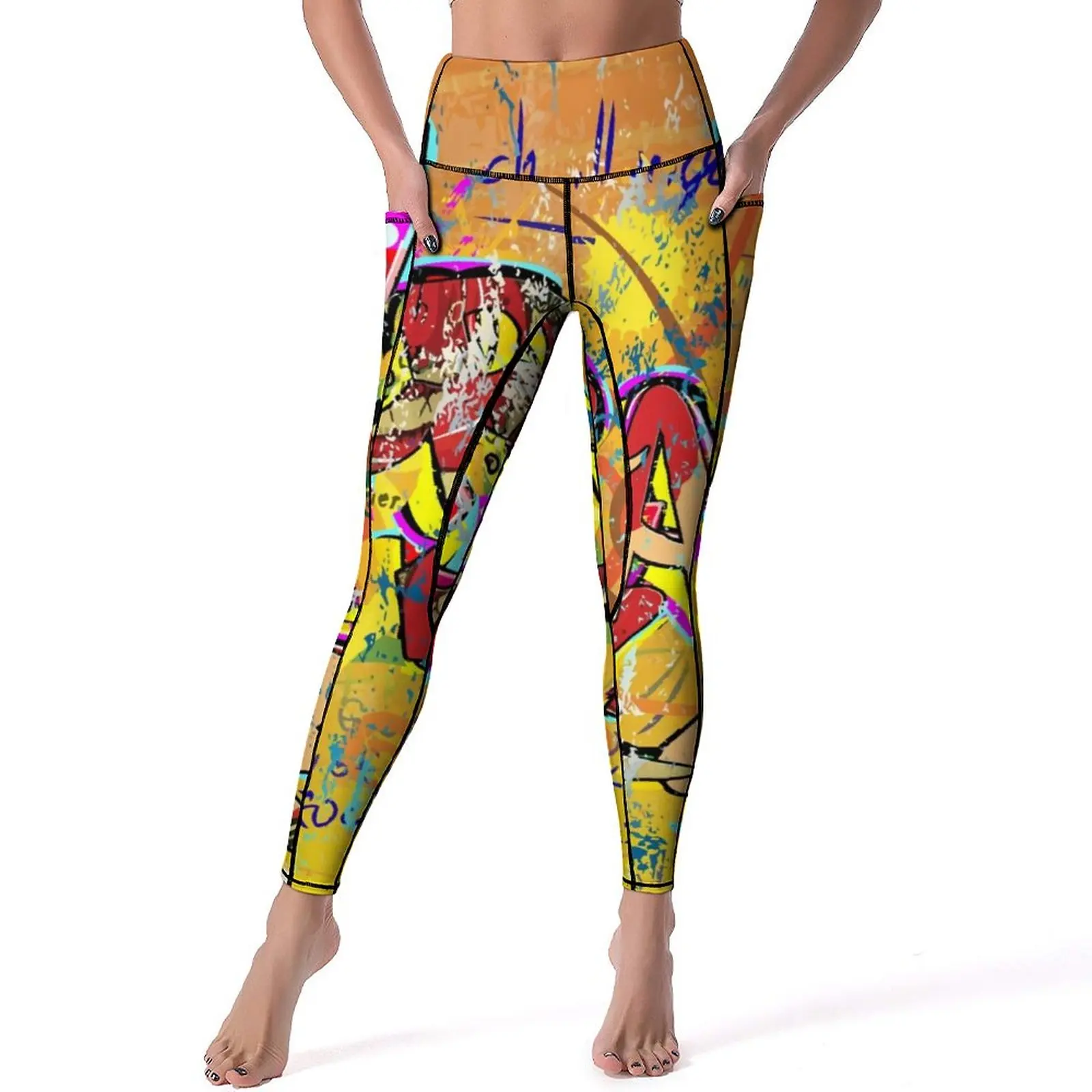 

Abstract Letters Quality Yoga Pants Insane Graffiti Print Leggings Push Up Kawaii Yoga Sport Legging Stretchy Fitness Leggins