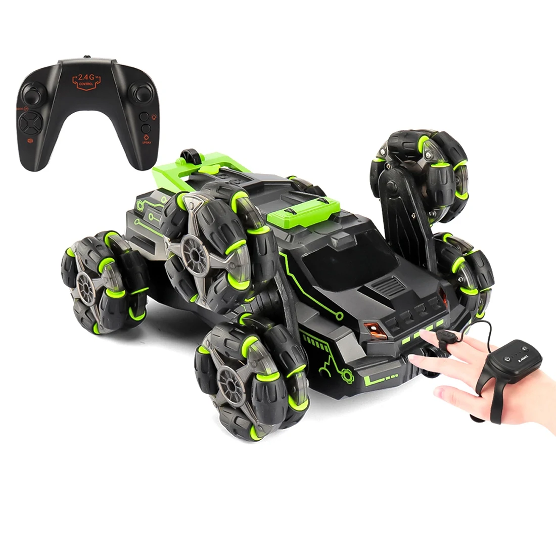 

4Wd RC Car Toy Gesture Sensing Twisting Stunt Drift Car Radio Remote Controlled Cars RC Toys for Kids Adults-Green