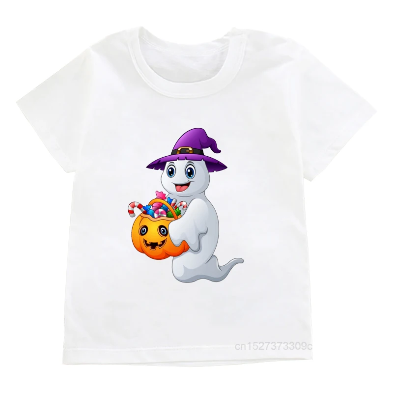 

Костюм на Хэллоуин для маленьких девочек/мальчиков, пуловер с изображением тыквы и призраков, футболки, футболка с коротким рукавом, одежда ...