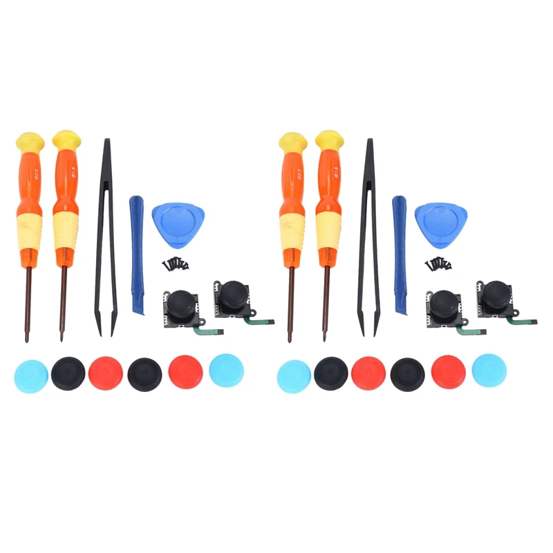 

2X Two Pack Analog 3D Joy Con Joystick Replacement For Nintendo Switch,Ns Repair Tool Set(19 In 1)