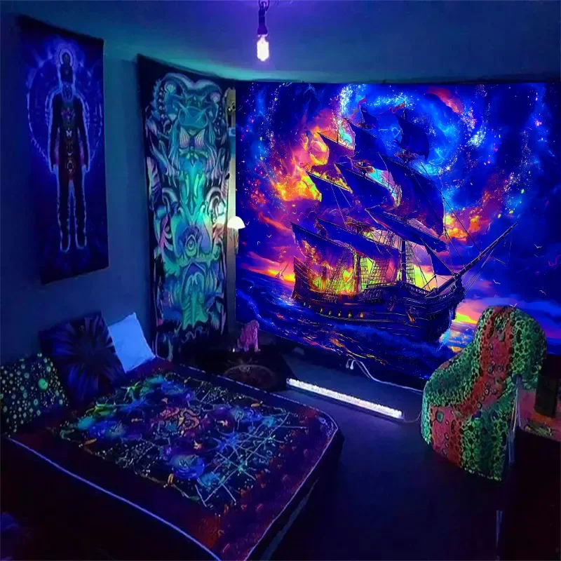 

УФ-реактивный флуоресцентный гобелен, натуральный ландшафт, гобелен водопад, украшение для дома