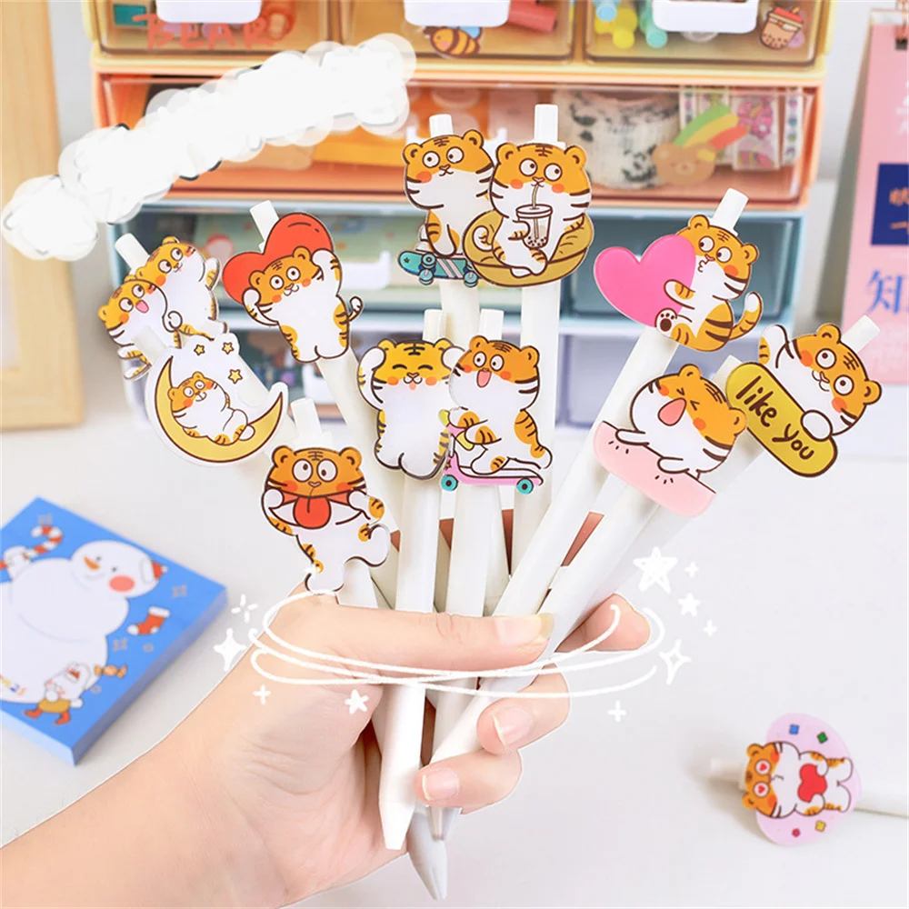 

1pc Cartoon Tiger Gel Pen Black Ink Press Neutral Pens Kawaii Stationery Student Writing Tools School Office Supplies