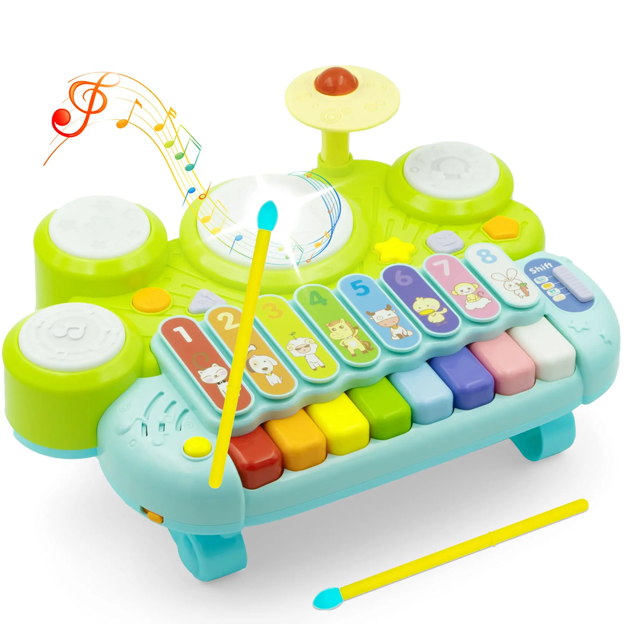 

Baby Musical Toys 3 in 1 Piano Keyboard Xylophone Drum Set Preschool Learning Developmental Toys for Toddlers Educational Gifts