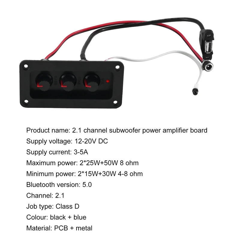 2X25 Вт + 50 2 1-канальный Bluetooth 5 0 сабвуфер комплект аудиоусилителя класса D с разъемом
