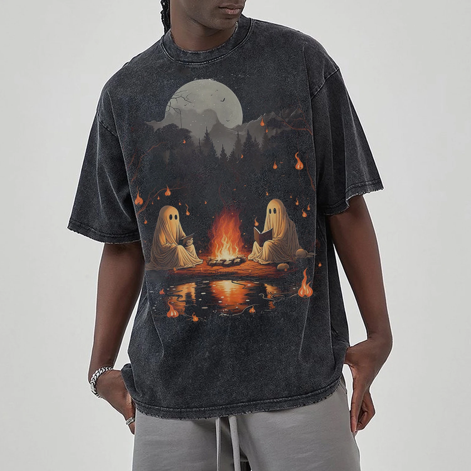 z czystej bawełny dżinsowa koszulka krótkim rękawem dla mężczyzn letnia cienkim ciałem sprana stara modna marka luźna