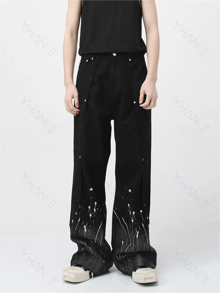 Men's Pants Baggy Jeans Wear New Korean Personality Men's Jeans Spring Wide Leg Contrast Color Male Trousers Fashion Mens Pants