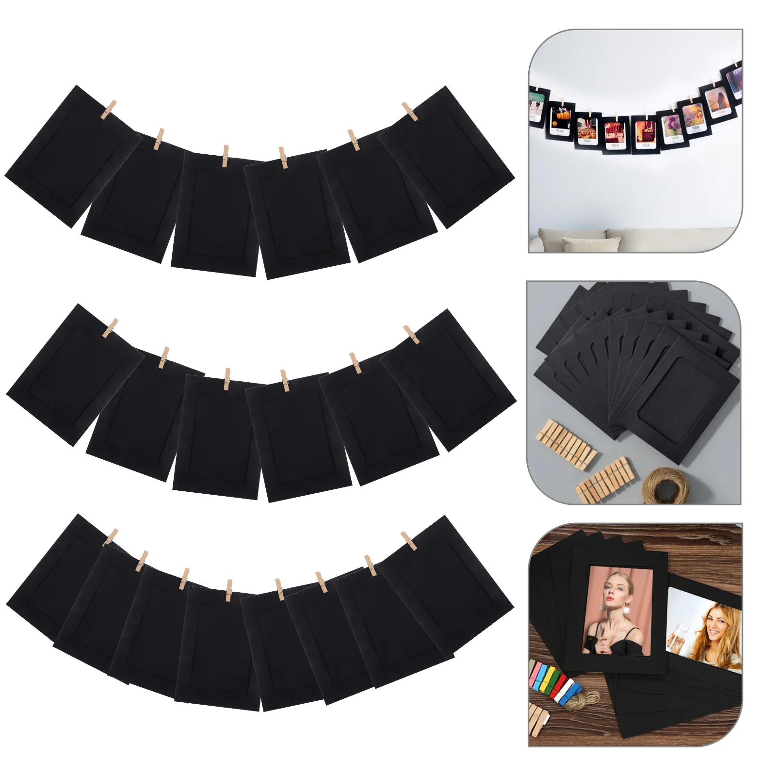 

20pcs Paper Photo Frame Desktop Standing Photo Frame Simple Style Black Picture Holder