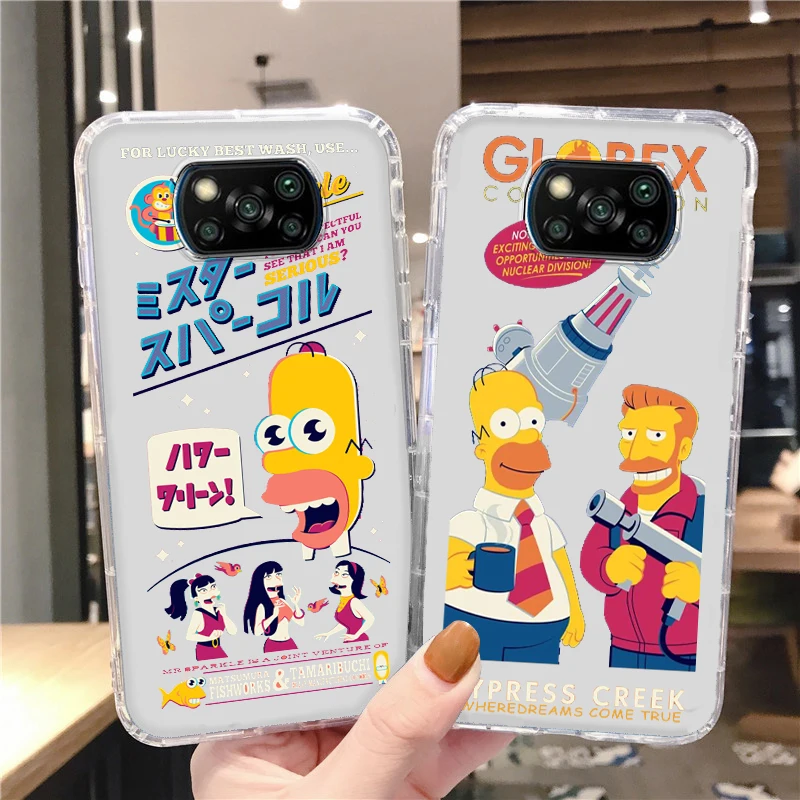 

The Simpsons Homer Disney Phone Case For Xiaomi Mi Poco X4 X3 NFC X2 F4 F3 GT M5 M5s M4 M3 Pro C40 C3 5G Transparent Cover