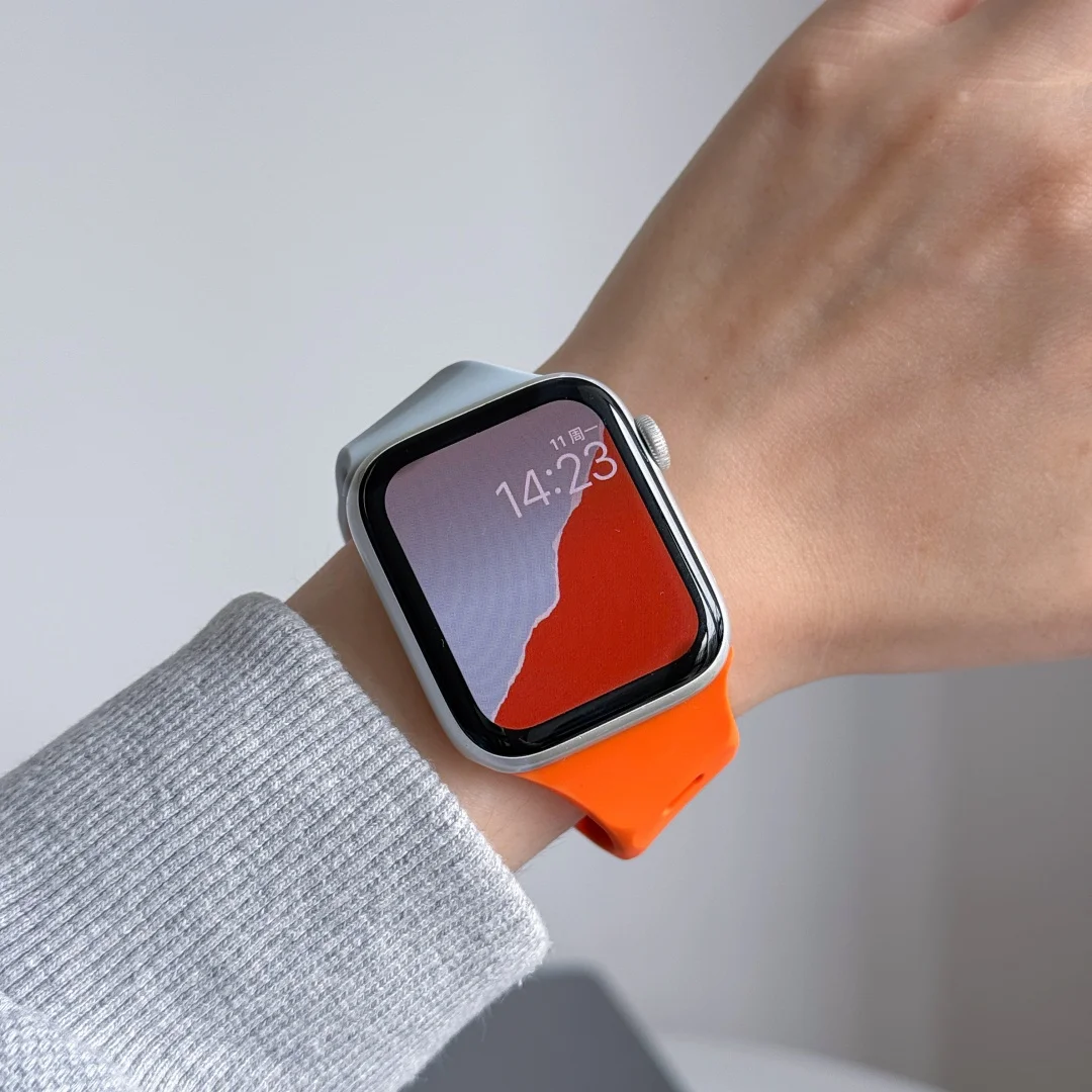 Фото Силиконовый спортивный ремешок для Apple Watch Band Ultra 49 мм, 46 мм, 45 мм, 44 мм, 41 мм, 40 мм, браслет Correa для iWatch Series 11, 10, 9, 8, 7, 6, 5, SE №5